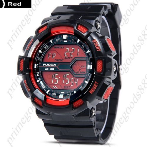 3atm digital date quartz analog stopwatch men&#039;s wristwatch free shipping red for sale