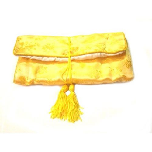 Chinese Silk Zipper Pouches Roll, Yellow