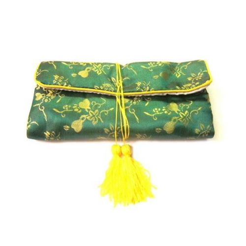 Chinese Silk Jewelry Pouches, Green