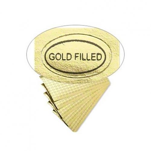 100 Peel Off Adhesive LABELS tags ~ Oval 1/2&#034; x 5/16&#034;  Marked &#034;Gold Filled&#034;