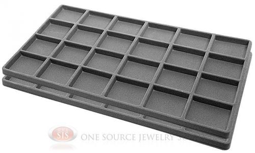 2 Gray Insert Tray Liners W/ 24 Compartments Drawer Organizer Jewelry Displays