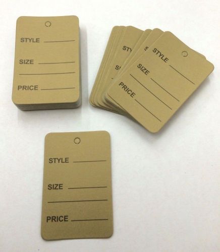 1000 PCS.  Gold Unstrung Garment Price Hanging Lables Tags 1-1/4&#034; W X 1-7/8 H