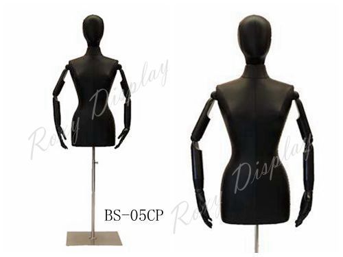 Female PU Body Form with moveable Arms and Head #JF-F6/8PU-BK-ARM+BS-05CP