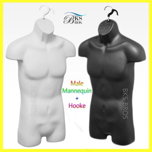 Male W/Hip Mannequin Form Mannequin Hanging Manekin Dress White Black Color Man