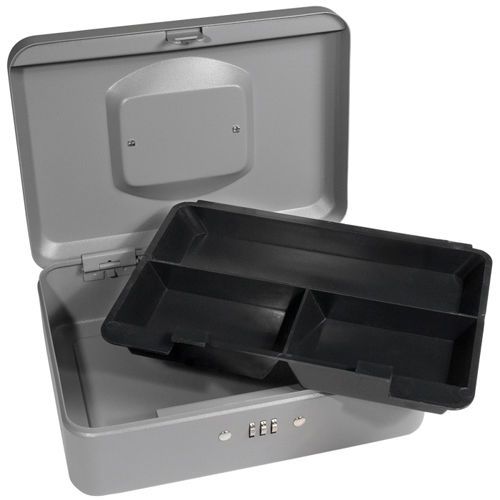 Barska 10 inch cash box medium safe w/ combination lock in grey, cb11786 for sale