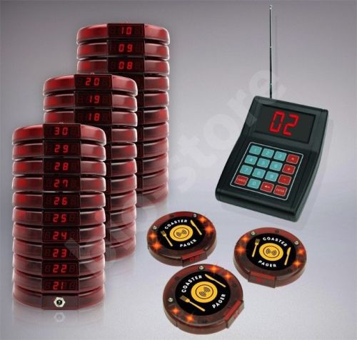 30 Digital Restaurant Coaster Pager / Guest Wireless Paging Queuing System POS