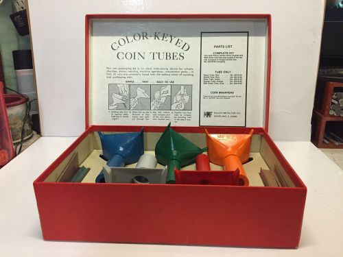 Color-Coded Coin Counting Sorting Sorter Tubes &amp; New Coin Wrappers Excellent