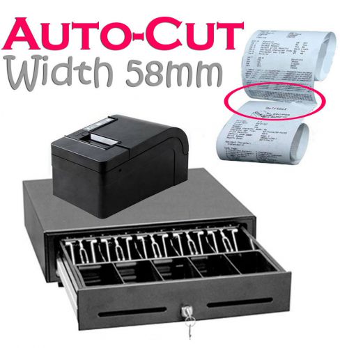 Cash register money drawer &amp; thermal receipt printer 58mm 2.3&#034; automatic cutter for sale