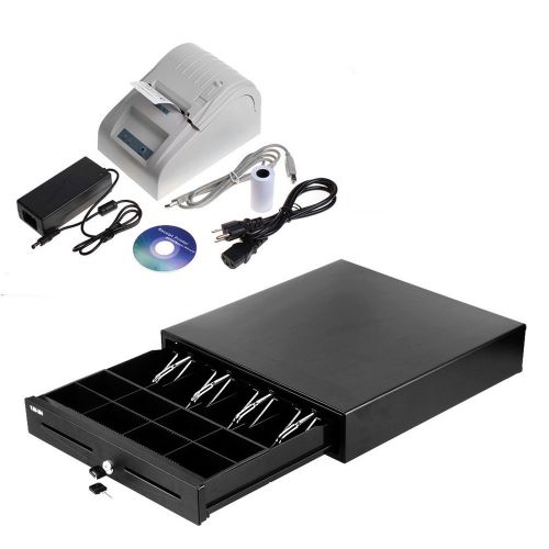 USB 58mm POS High Speed Dot Receipt Thermal Printer Set+Electronic Cash Drawer