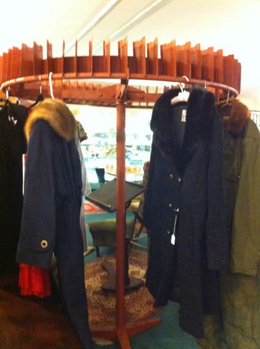 vintage CYCLONE Rotary Wheel Clothing Coats Rack Red Steel Industrial