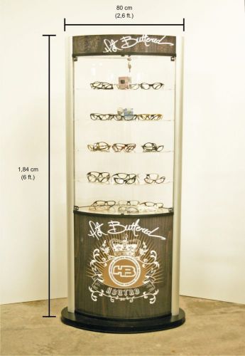 Floor display case rack fixture, lock and key w storage and light for sale