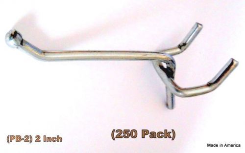 (250 PACK)  Quality American Made 2 Inch Pegboard Hooks. Fits 1/8 &amp; 1/4 Pegboard
