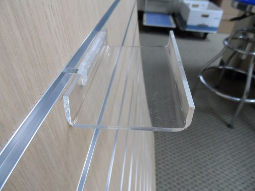 Lot of 6 Small Clear Acrylic Slatwall Shelves with Front Lip 5x3