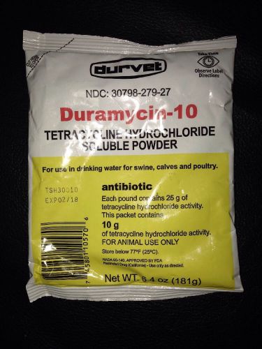Durvet Duramycin-10 Tetracycline Hydrochloride Soluble Powder 6.4 oz - Exp 02/18