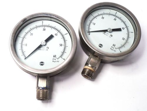 Lot of 2!! usd pressure gauge 4-3/8&#034;  0-60psi  1/2&#034;npt sst316 for sale