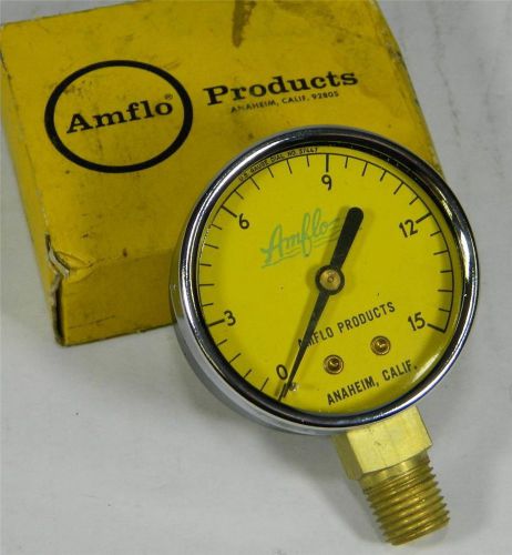 AMFLO 1012-15 15 PSI Pressure Gauge New Old Stock NOS