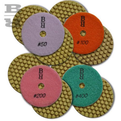 Buddy rhodes 4&#034; dry dhex concrete countertop wet dry polishing pad 6mm 12pc set for sale