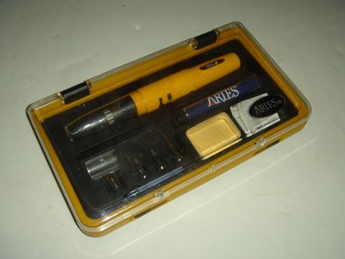 Aries butane soldering iron torch kit es-640kb si mini heat gun extra tips case for sale