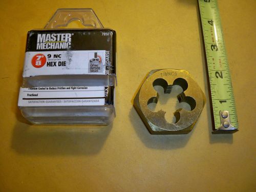 7/8&#034; - 9  bolt die 2&#034; hex  die  right hand master mechanic  titanium  coated for sale