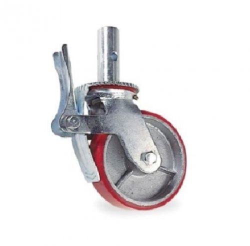 Locking scaffold caster with red 8&#034; polyurethane on steel wheel &amp; 1-3/8&#034; stem for sale