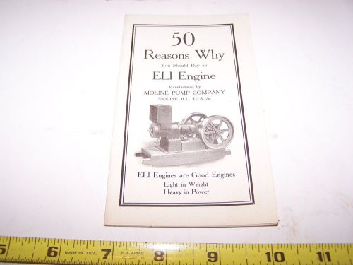 Original ELI Hit Miss Gas Engine Sales Brochure Steam Tractor Magneto Oiler NICE