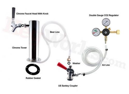 Single tap tower refrigerator to kegerator conversion kit - draft beer (no tank) for sale