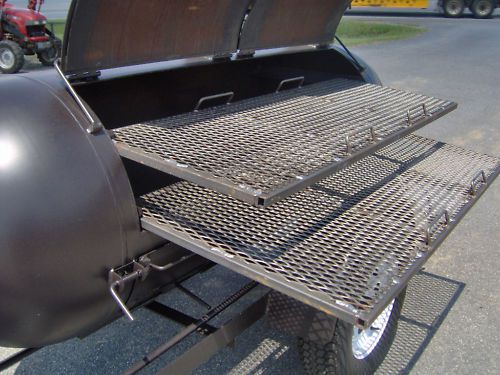 BBQ PIT SMOKER competition GRILL trailer double racks barbecue concession cooker