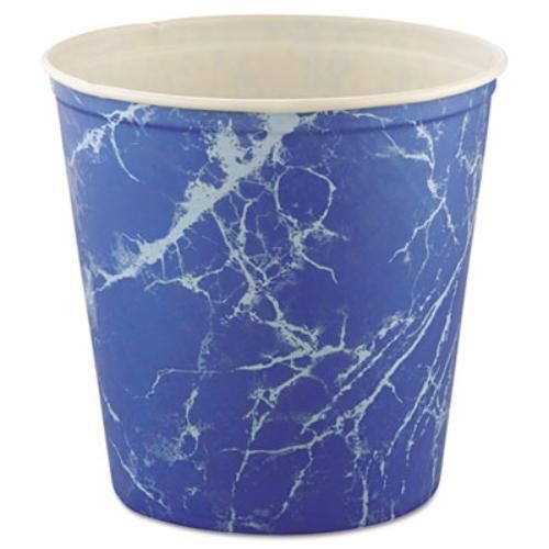 Solo cup company 10t3m double wrapped paper bucket, waxed, blue marble, 165oz, for sale