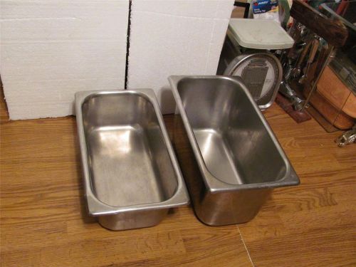 2 COMMERCIAL BLOOMFIELD STAINLESS STEAM TABLE  PANS #MG1304-THIRD X 6&#034;D X4&#034;D-GUC