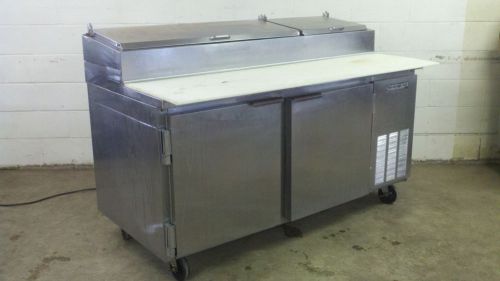 67&#034; beverage air refrigerated pizza prep table 2 door cooler pt67 for sale