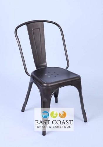 New Oversized Viktor Tolix-Style Steel Restaurant Chair with Rust Finish