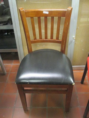 Wood Frame with Black Padded Seat Chairs