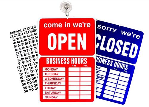 OPEN CLOSED BUSINESS HOURS SIGN Store Window New