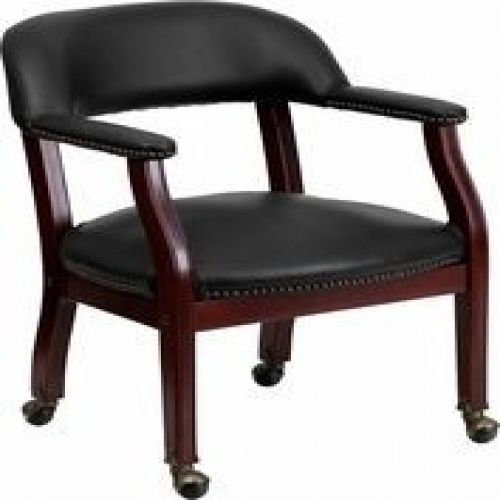 Flash Furniture B-Z100-BLACK-GG Black Vinyl Luxurious Conference Chair with Cast