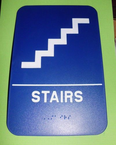 ADA STAIRS SIGN BRAILLE BLUE PUBLIC ACCOMMODATION APPROVED