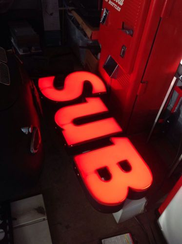 Neon Sign. &#034;SUB&#034; 24 Inch Letters On Raceway