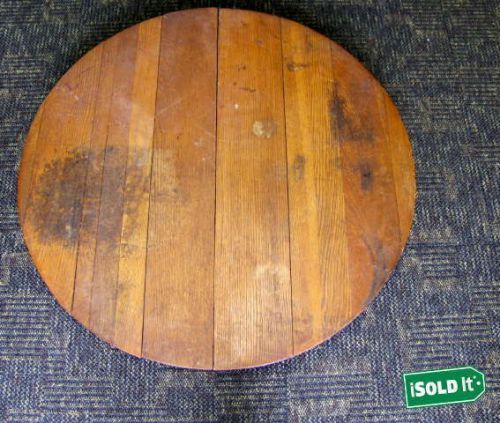 42&#034; ROUND WOOD TABLE TOP W/ NO BASE FOR RESTORATION MEDIUM WOOD TONE