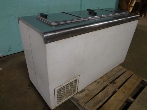 &#034; amc &#034; commercial 55&#034;w ice cream freezer with (2) foldable stainless steel lids for sale