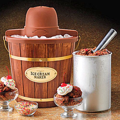 Homemade ice cream maker ~ electric 4-quart wooden bucket machine ~ icmw-400 for sale