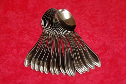 International American Bead, Stainless Soup Spoons, Flatware; Lot of 15 - Used