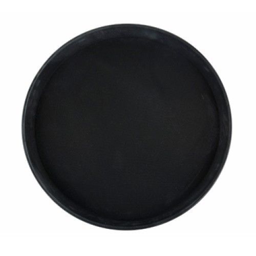 Winco tfg-16k deluxe round fiberglass non-slip tray, black 16&#034; for sale