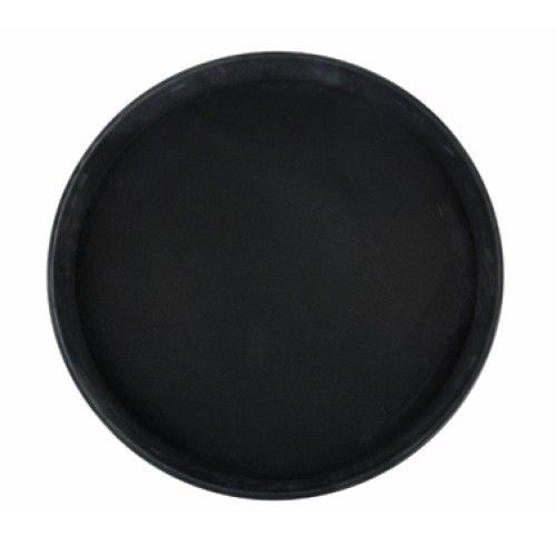 Winco TFG-16K Deluxe Round Fiberglass Non-Slip Tray, Black 16&#034;