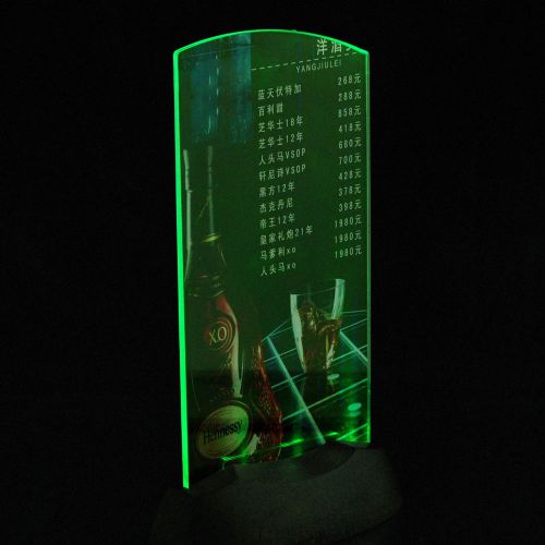 Acrylic flashing led light table menu restaurant card display holder stand or for sale