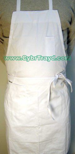 NEW Winco BA-PWH Full Length Bib Apron with Pocket  White