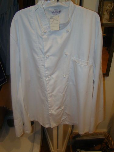 White Chef Coat Long Sleeve Knot Buttons  White Size XL