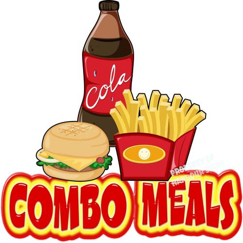 Combo Meals Decal 14&#034; Fries Hamburger Soda Food Truck Restaurant Concession