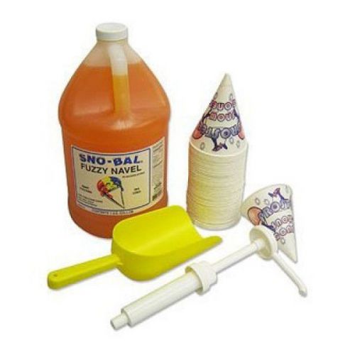 Benchmark USA 72601 Snow Cone Starter Kit 1 gal. Syrup, 50 Cups, Scoop, &amp; Pump