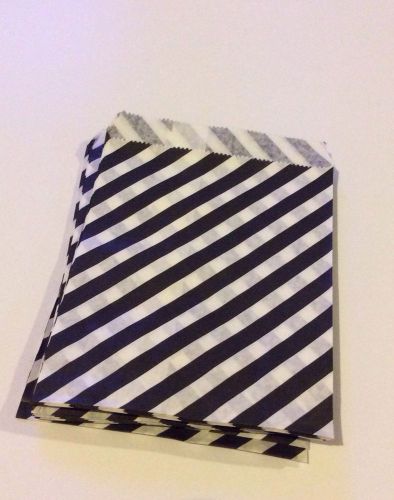 50 5x7 black diagonal Stripe merchandise/treat/candy /gift bag