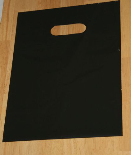 25 12&#034; x 15&#034; Black GLOSSY Low-Density Plastic Merchandise Bags