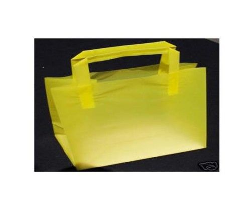 250 pcs thick plastic yellow vogue frosty retail shopping bag gift with handle for sale